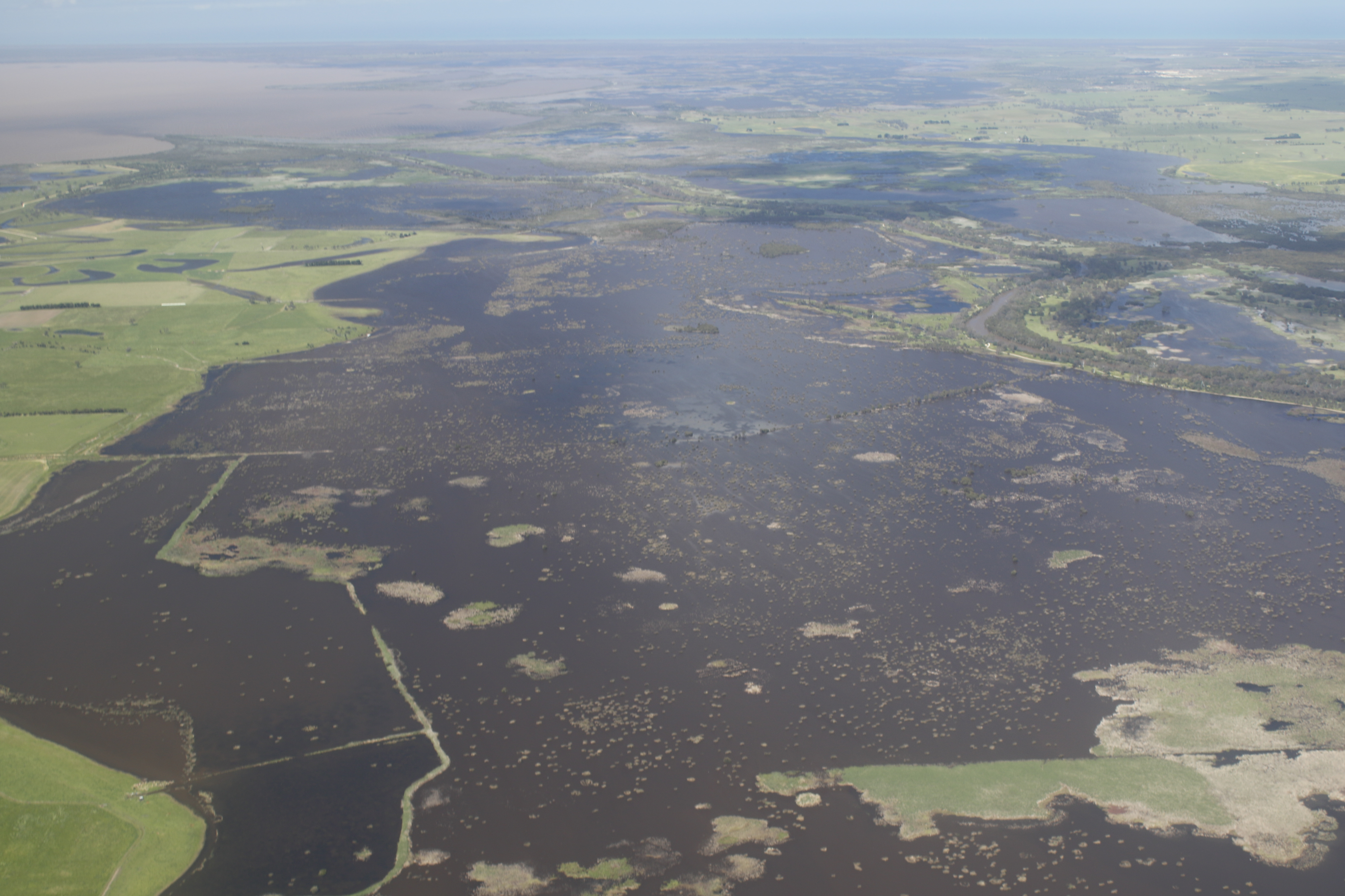 Flying over the Gippsland Lakes on our way south to Survey Band 1